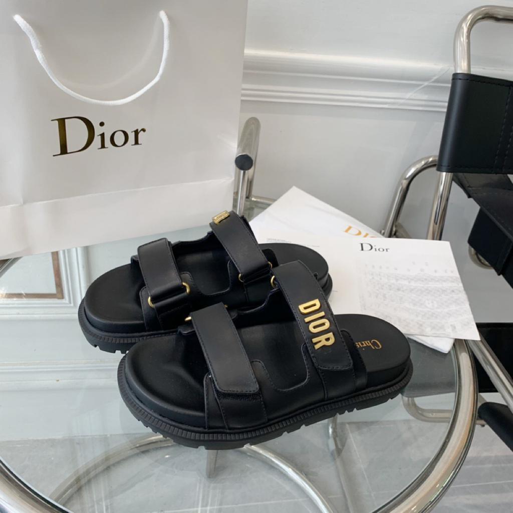 DIOR DIORACT SLIDE Black Lambskin - vstockx