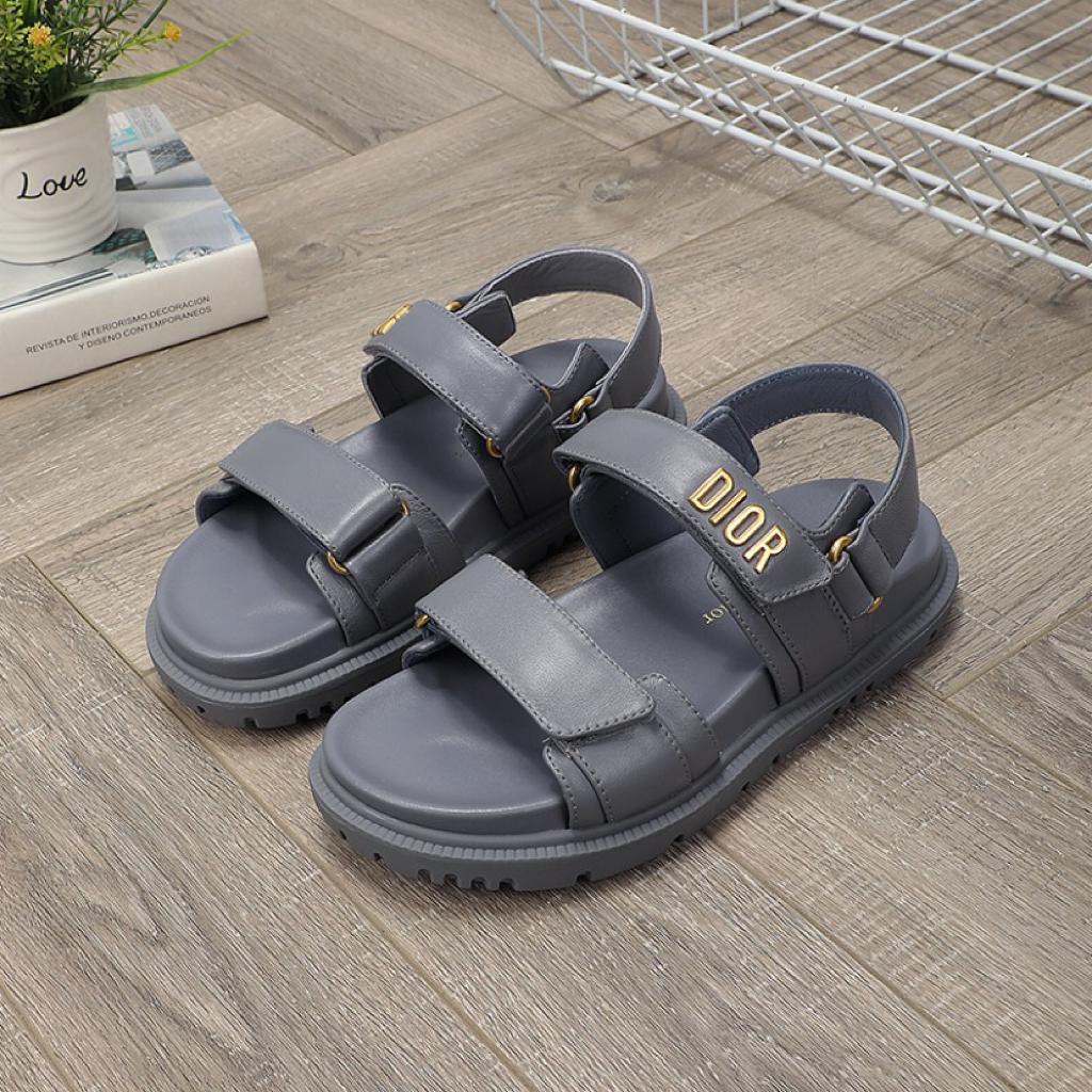 DIOR DIORACT SANDAL Gray Stone Lambskin - vstockx