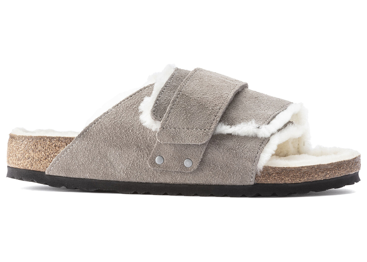 Birkenstock Kyoto Shearling Suede Stone Coin - vstockx