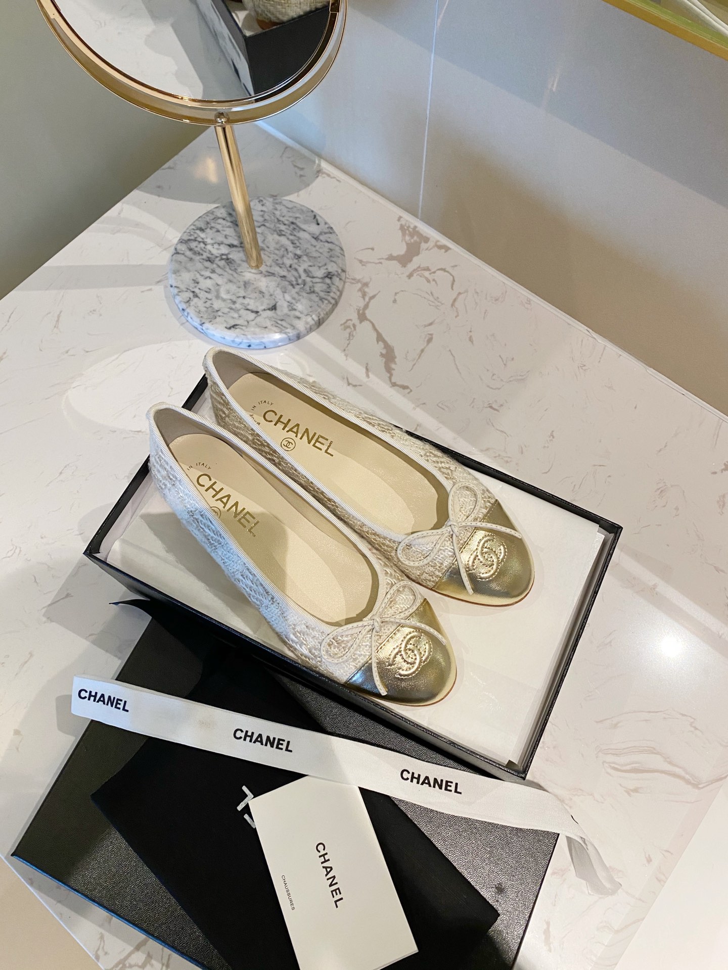 Chanel Ballerinas Fabric & Grosgrain 25 - vstockx