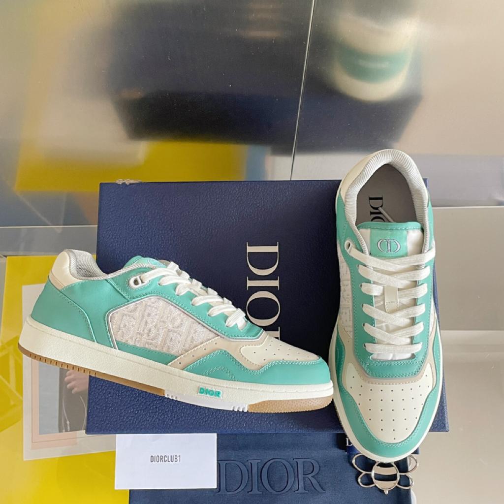 Dior B27 Low Turquoise Cream Dior Oblique Cream Jacquard - vstockx