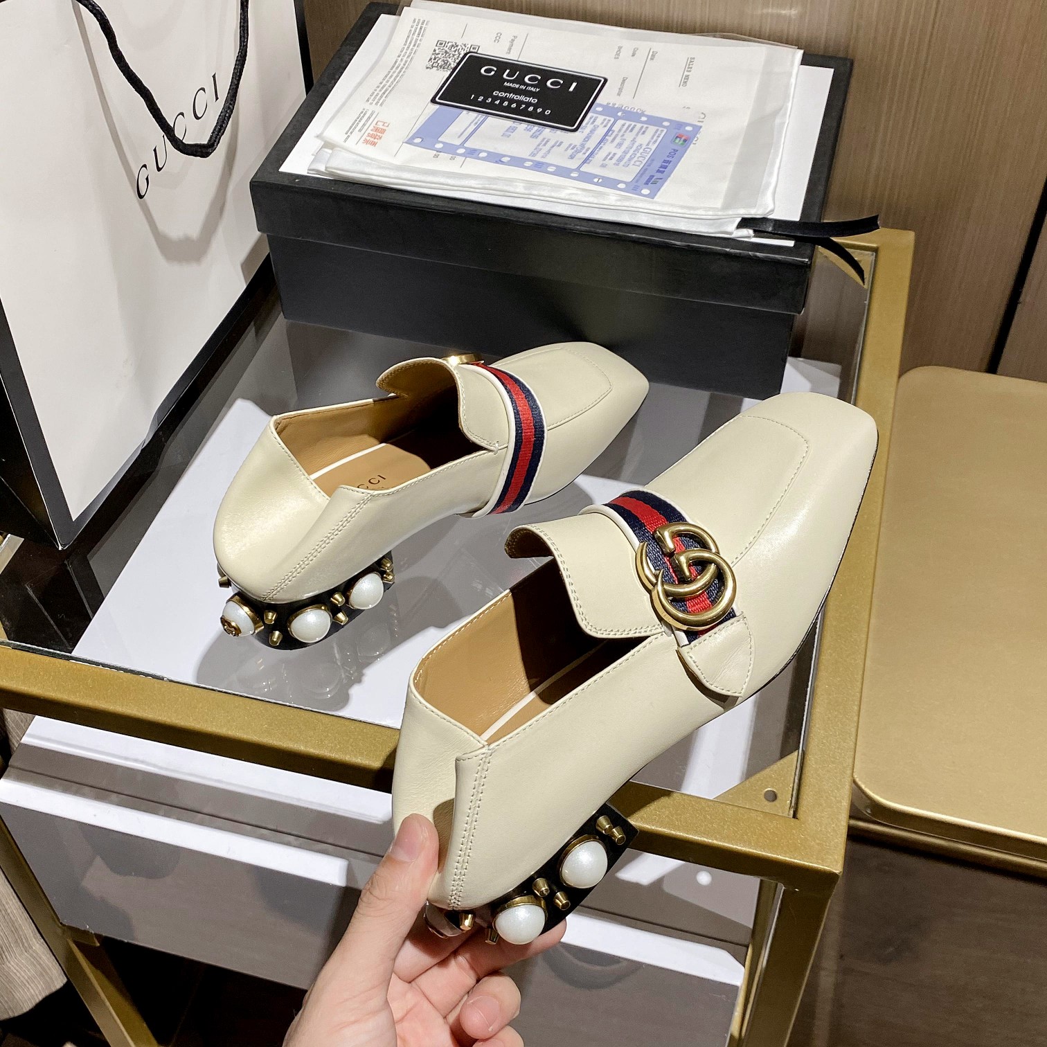 Gucci Leather mid-heel loafer Women 12 - vstockx