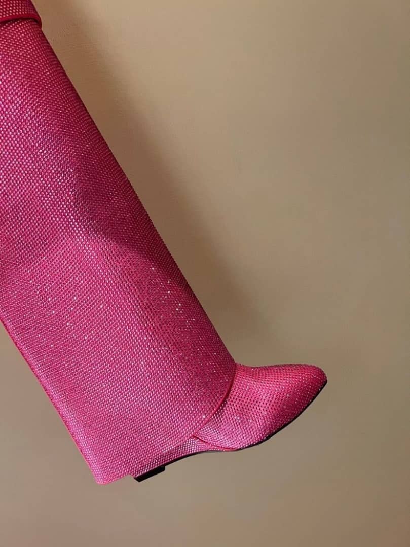 Givenchy Women Shark Lock Boots In Strass pink - vstockx