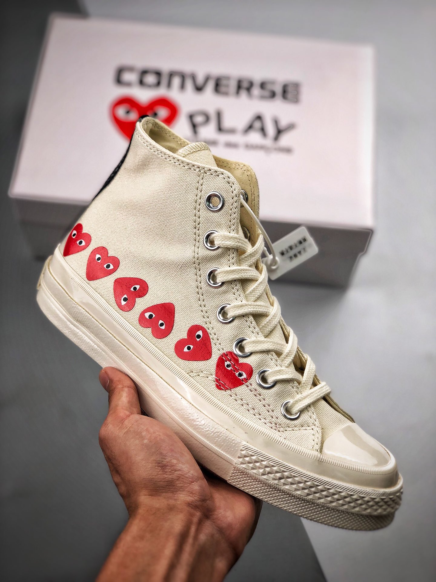 Converse Chuck Taylor All-Star 70s Hi Comme des Garcons Play Multi-Heart White - vstockx