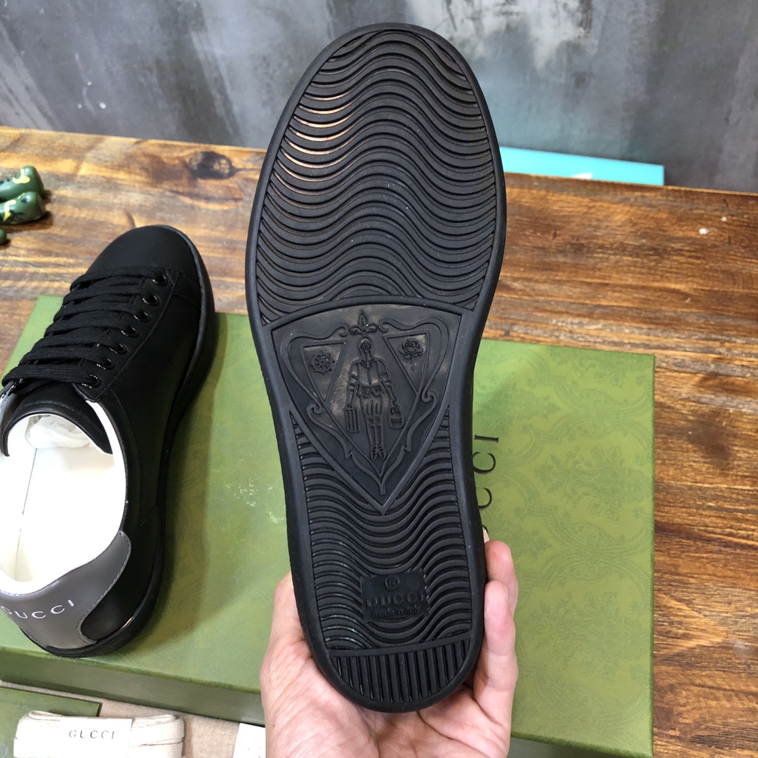 Gucci Ace Perforated Interlocking G Black - vstockx