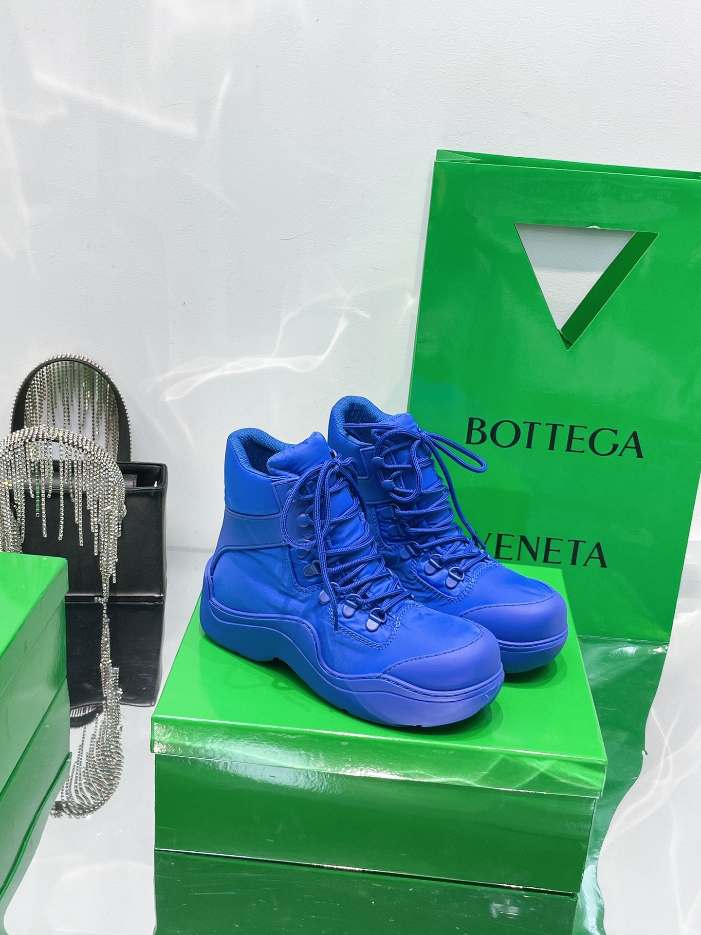 Bottega Veneta Puddle Bomber Lace-up Rubber And Shell Boots 6 - vstockx