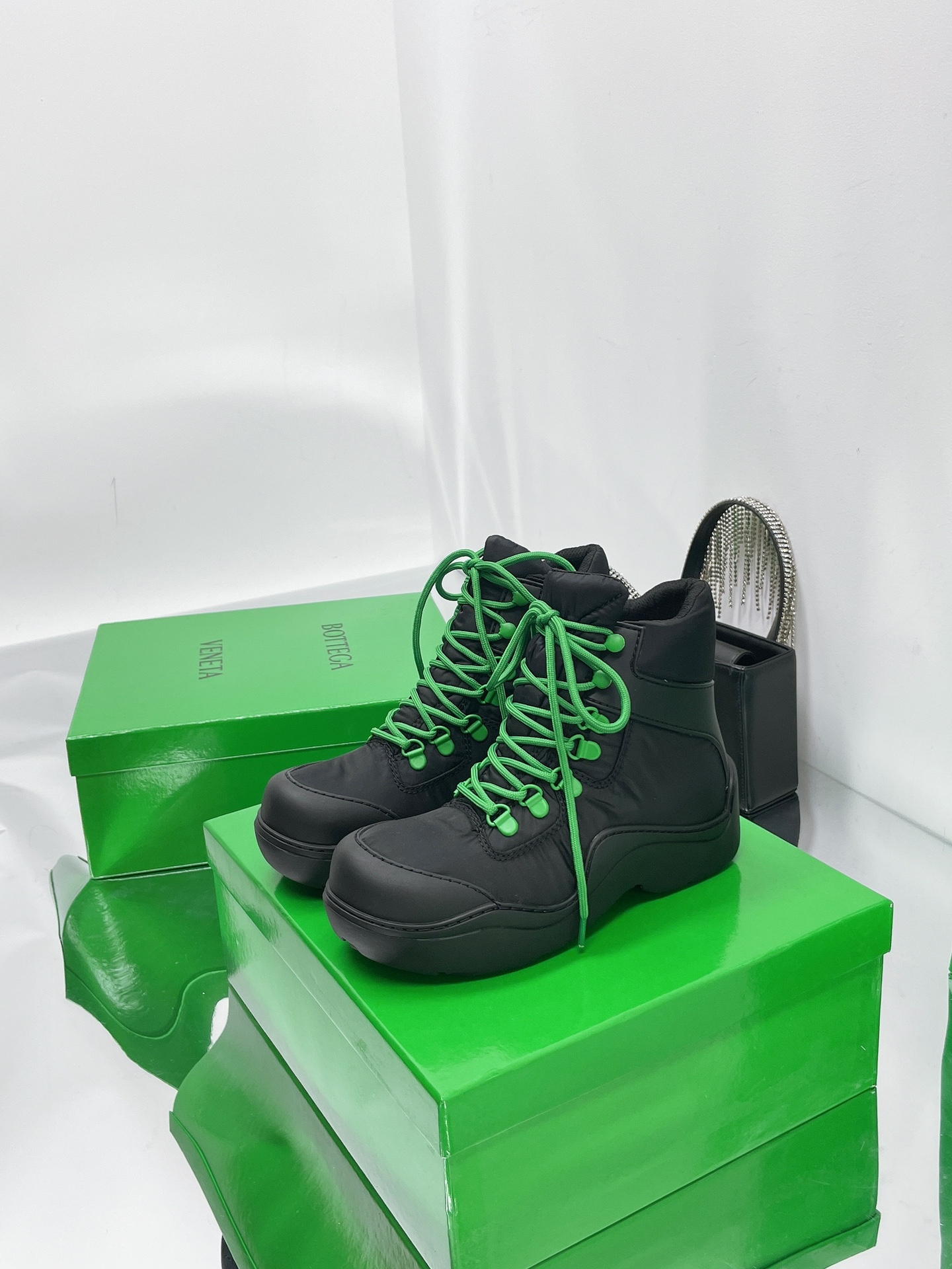 Bottega Veneta Puddle Bomber Lace-up Rubber And Shell Boots 1 - vstockx