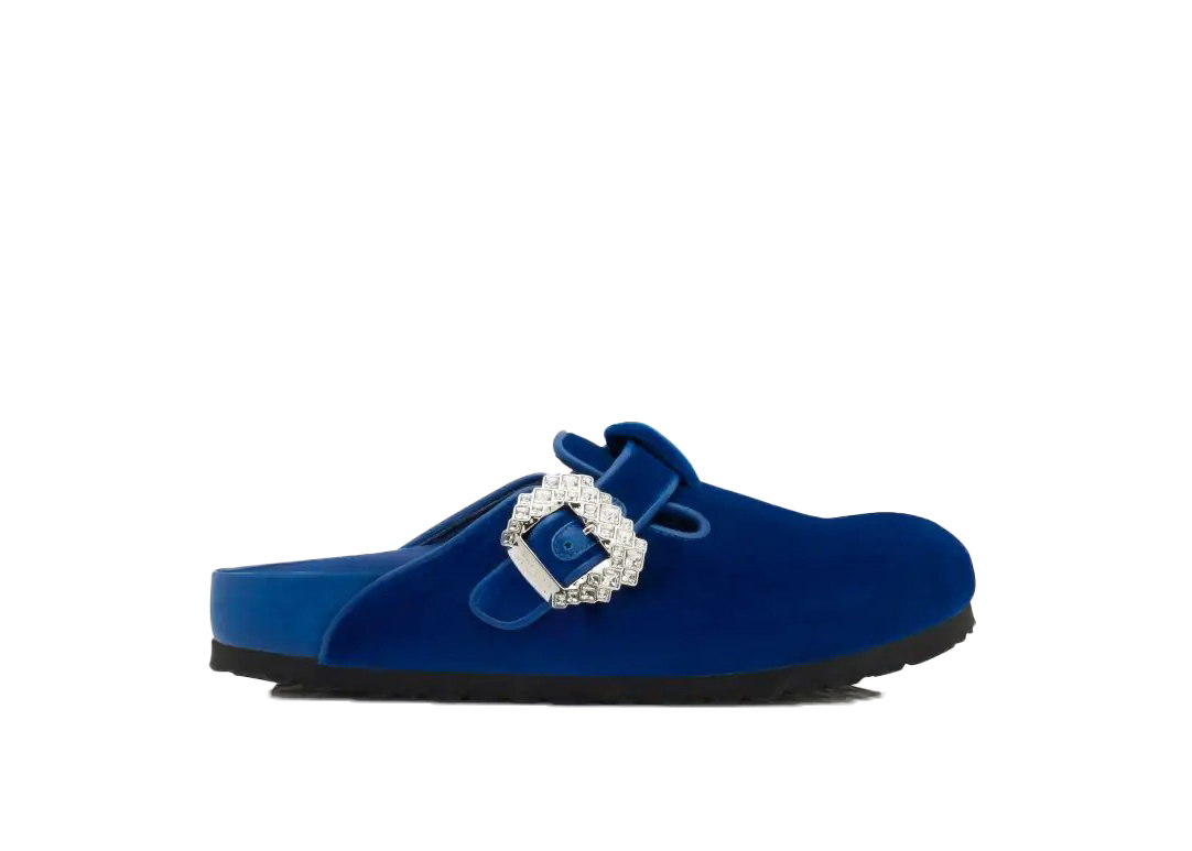 Birkenstock Boston Manolo Blahnik Royal Blue Velvet - vstockx
