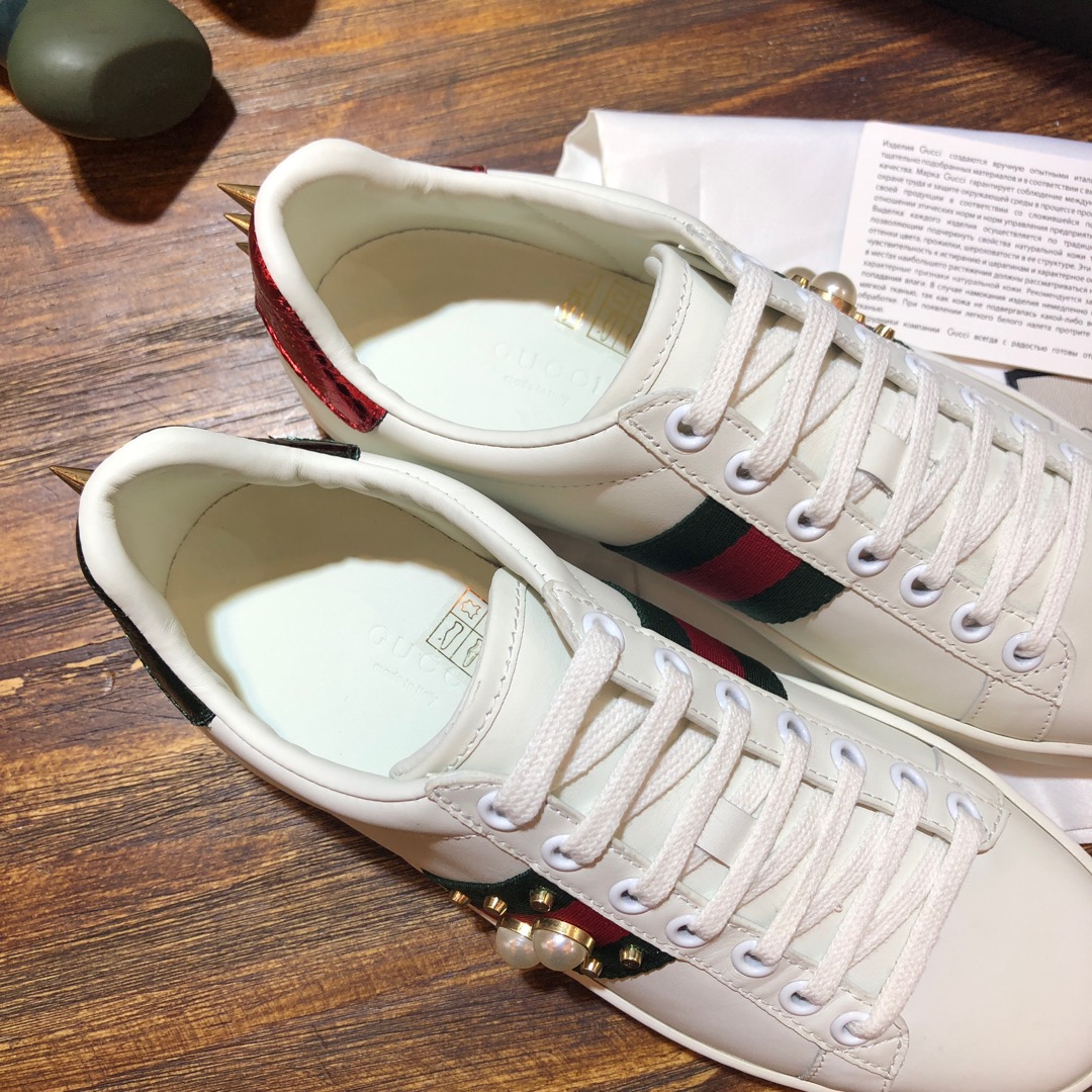 Gucci Ace Studded Pearl (W) - vstockx