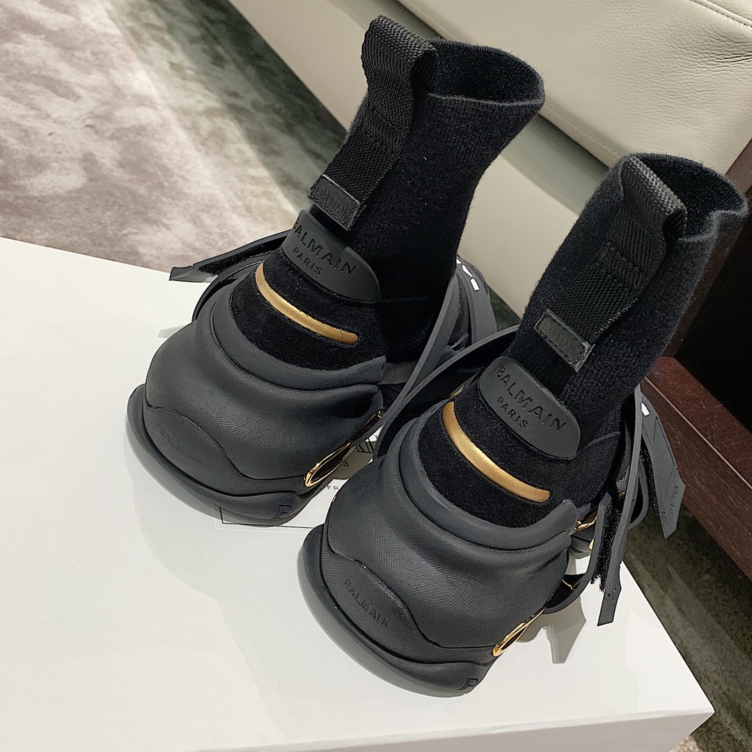 Balmain B-Bold High-Top Black Gold - vstockx