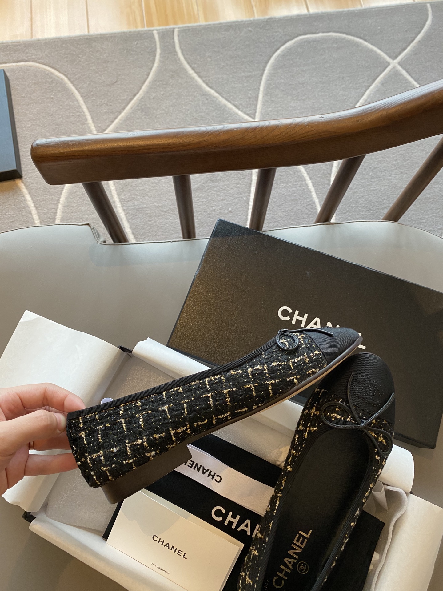Chanel Ballerinas Fabric & Grosgrain 33 - vstockx