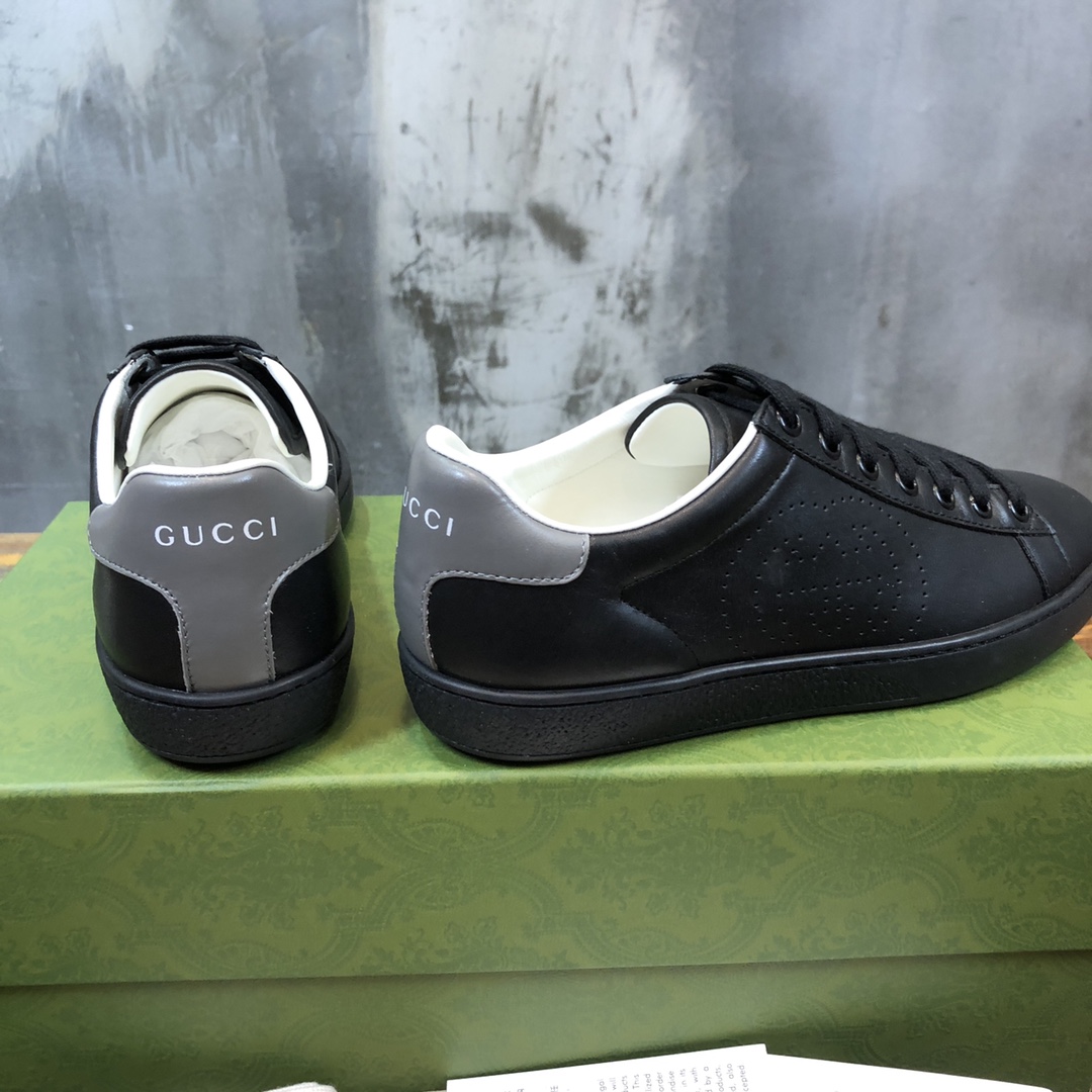 Gucci Ace Perforated Interlocking G Black - vstockx