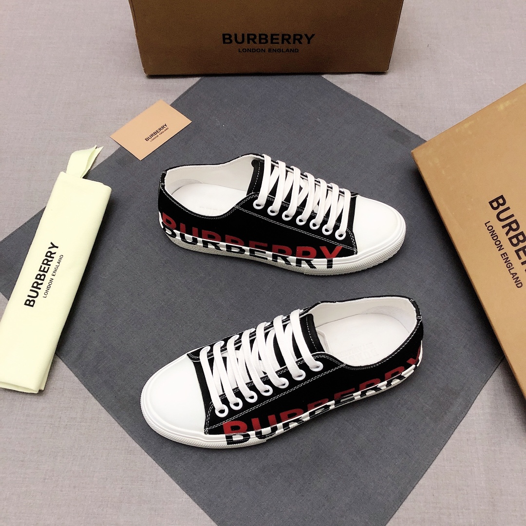 Burberry Logo Print Cotton Black Red White - vstockx