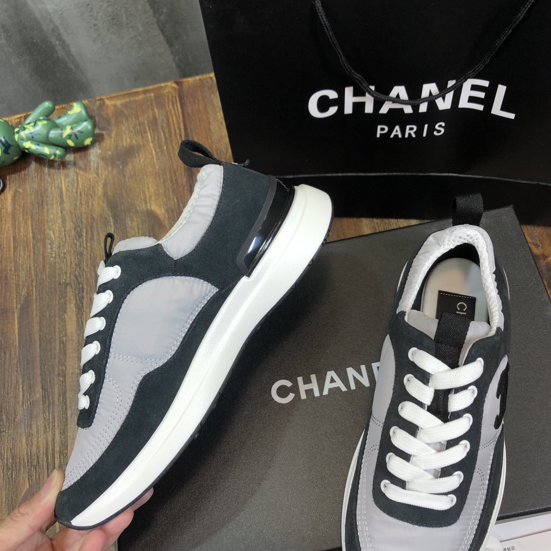 Chanel Fabric & Suede Calfskin Low Top Sneaker 32 - vstockx