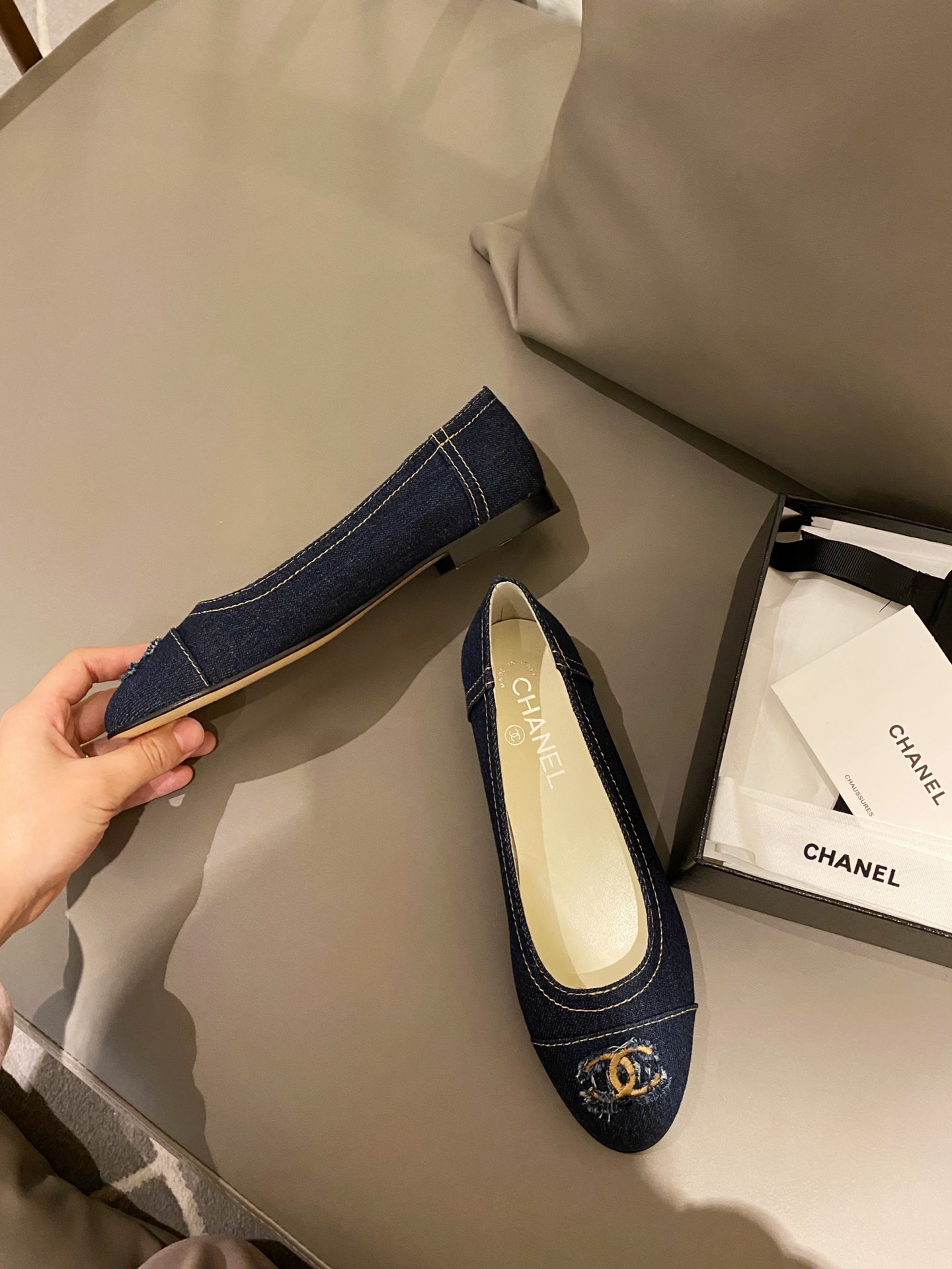 Chanel Ballerinas Fabric & Grosgrain 17 - vstockx