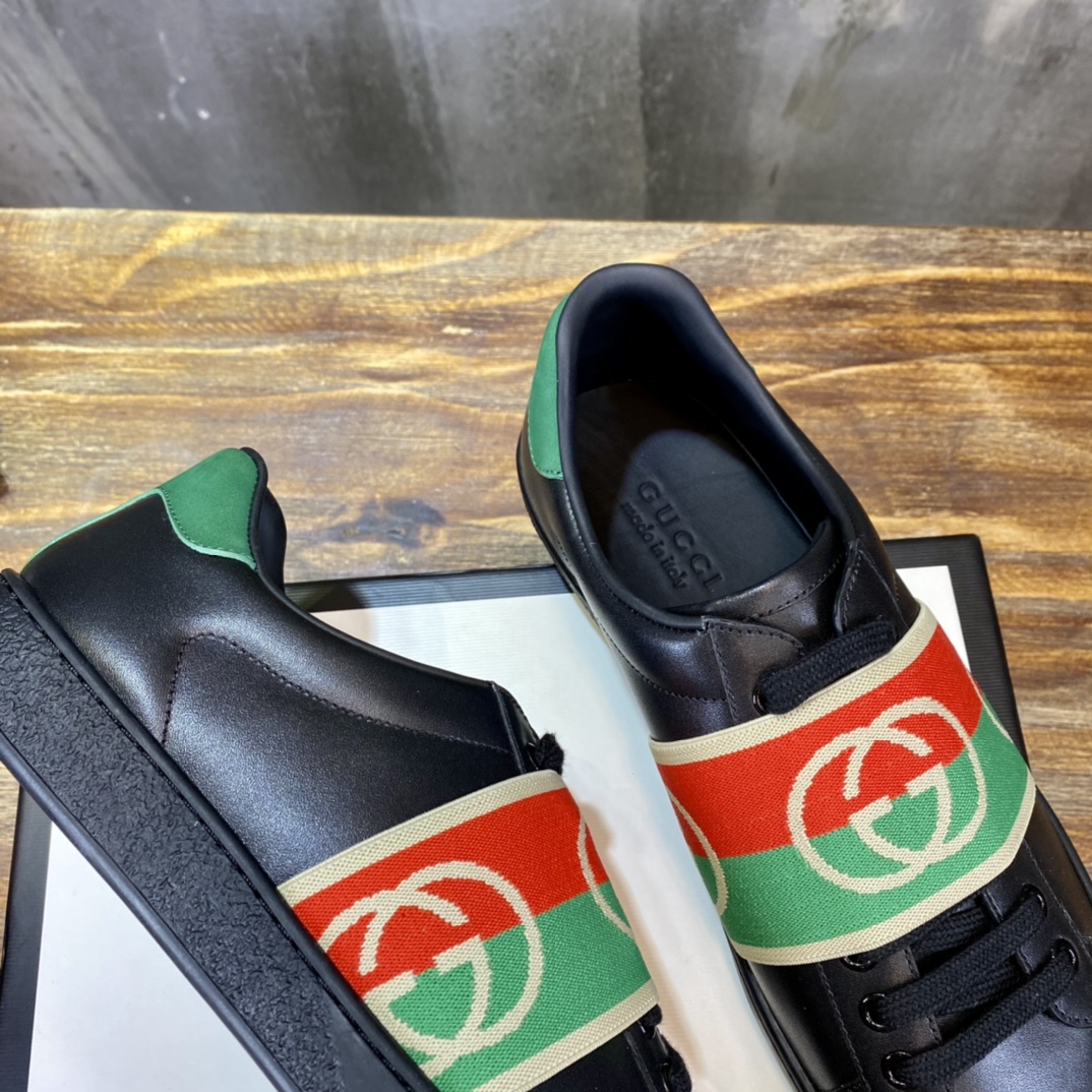Gucci Ace Elastic Web Interlocking GG Black - vstockx