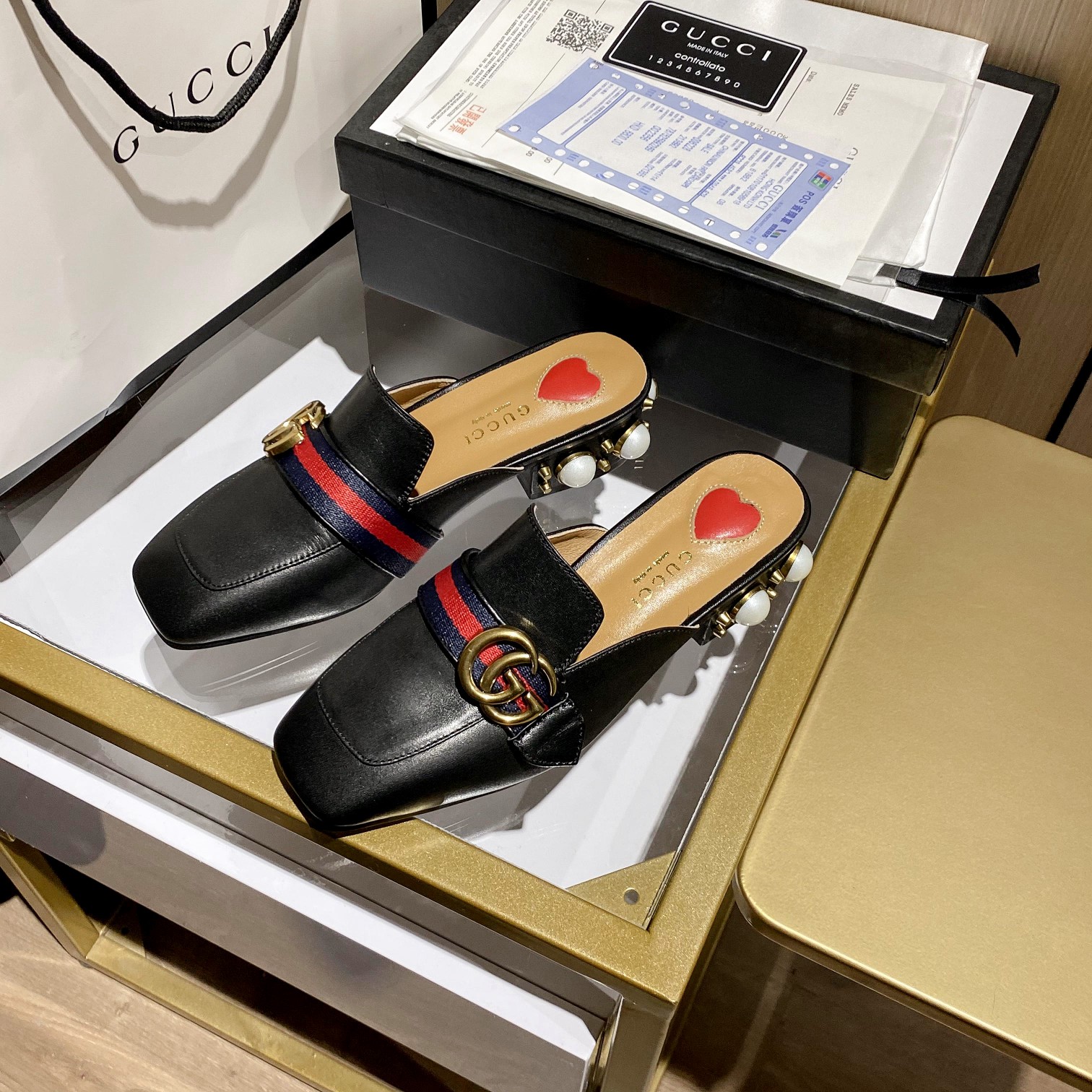 Gucci Leather mid-heel loafer Women 12 - vstockx