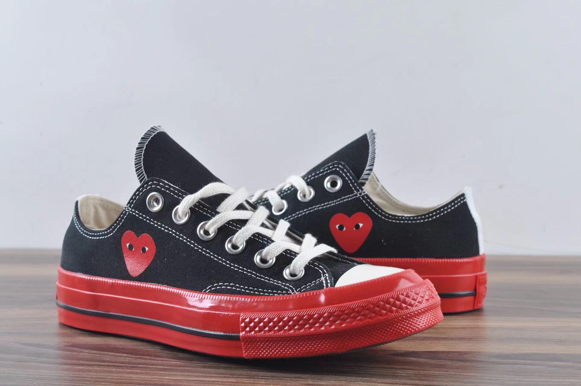 Converse Chuck Taylor All-Star 70 Ox Comme des Garcons PLAY Black Red Midsole - vstockx
