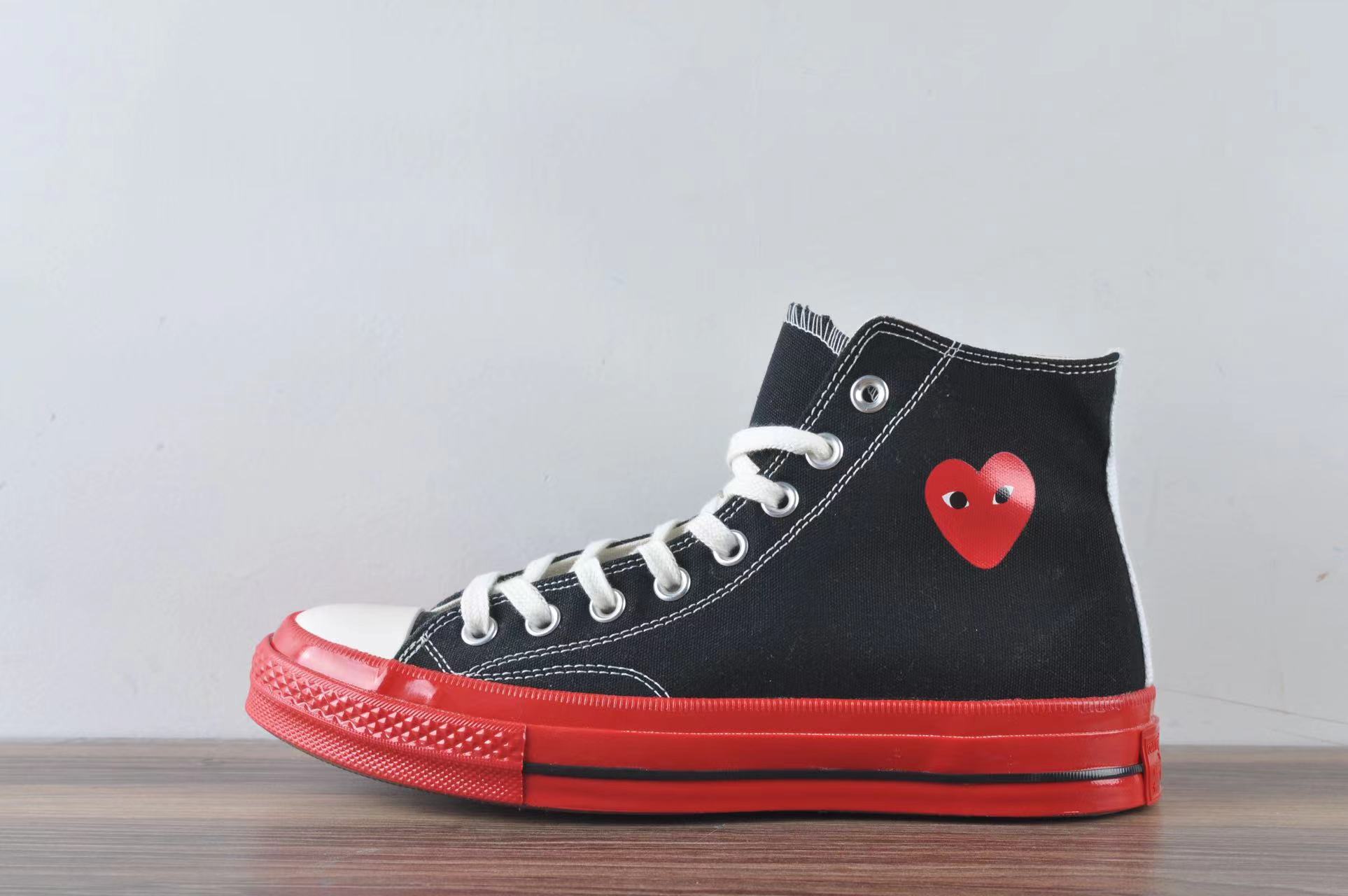 Converse Chuck Taylor All-Star 70 Hi Comme des Garcons PLAY Black Red Midsole - vstockx