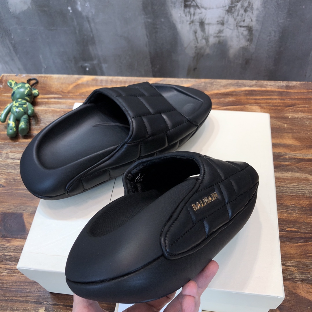 Balmain B-IT Mules Quilted Black - vstockx