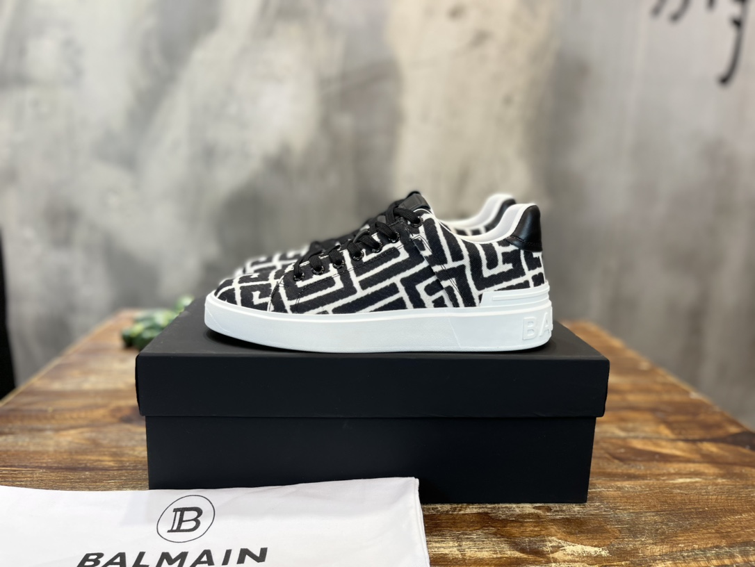 Balmain B-Court Low-Top Jacquard - vstockx
