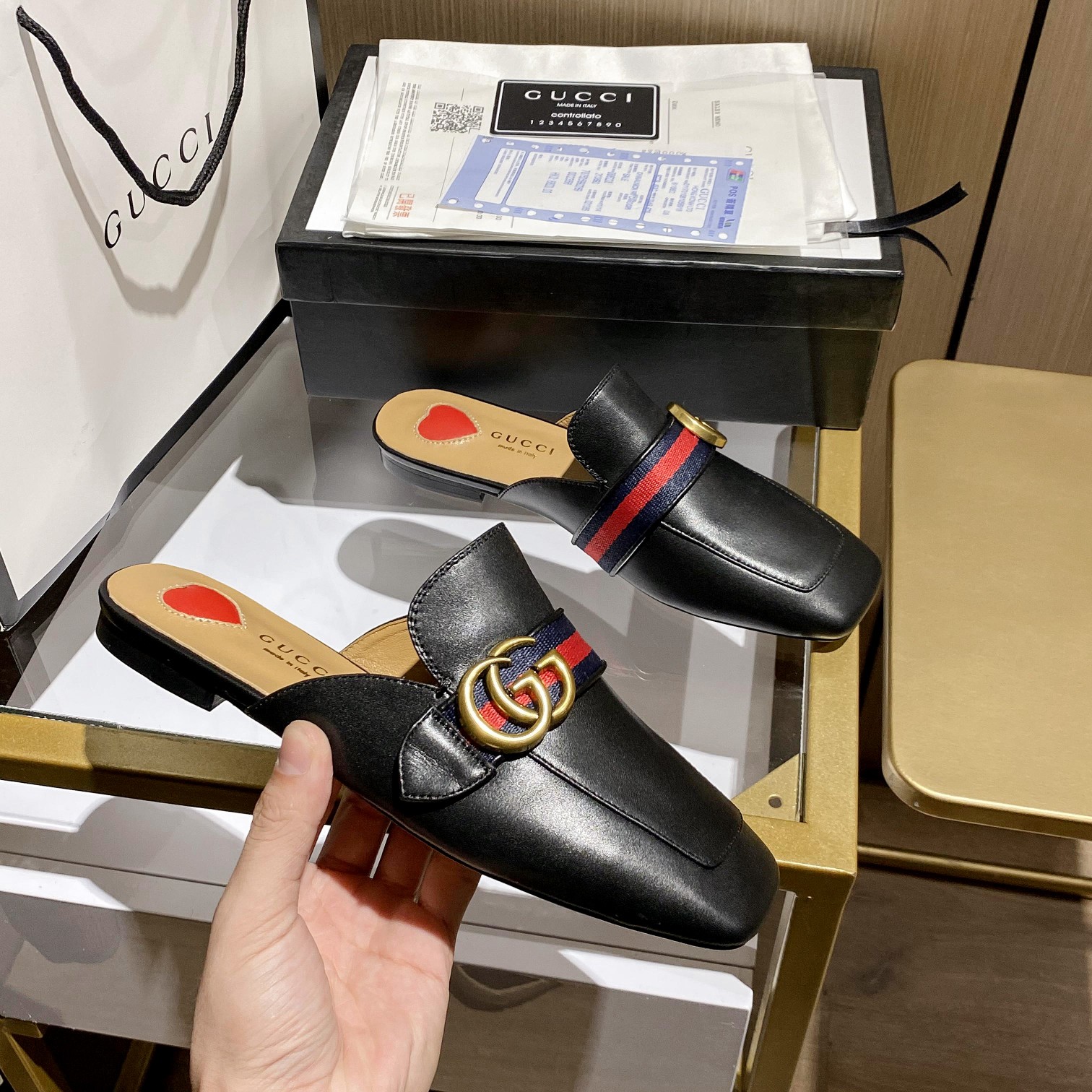 Gucci Leather mid-heel loafer Women 12 - vstockx
