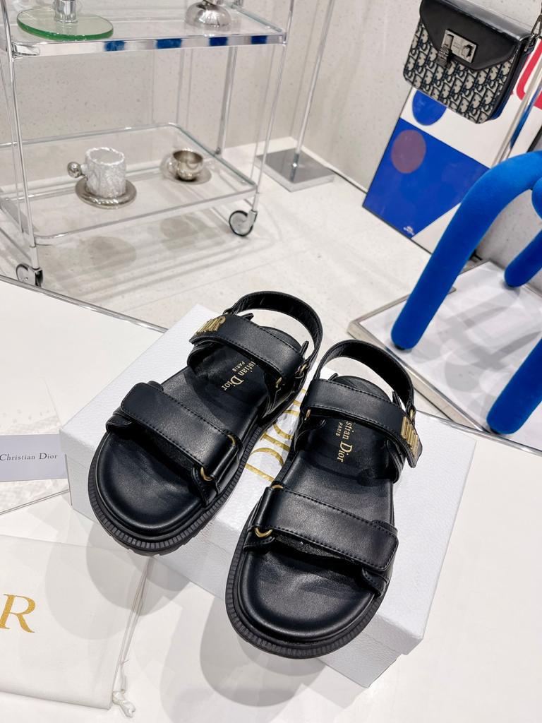 DIOR DIORACT SANDAL Black Lambskin - vstockx