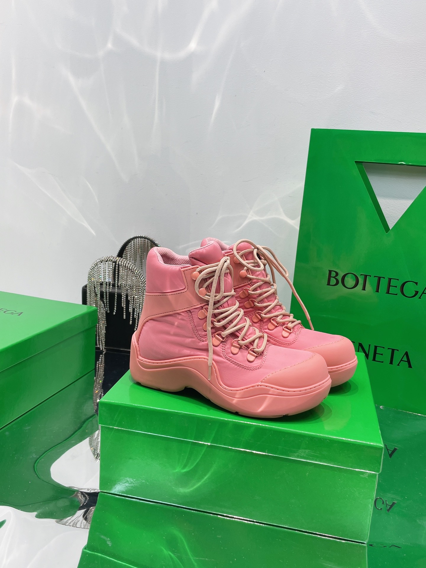 Bottega Veneta Puddle Bomber Lace-up Rubber And Shell Boots 4 - vstockx