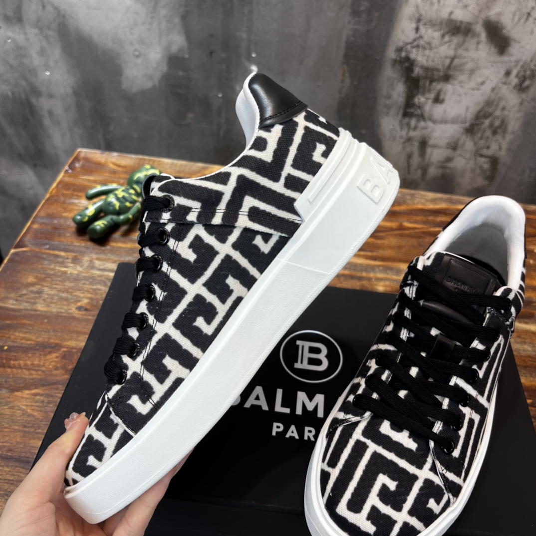 Balmain B-Court Low-Top Jacquard - vstockx