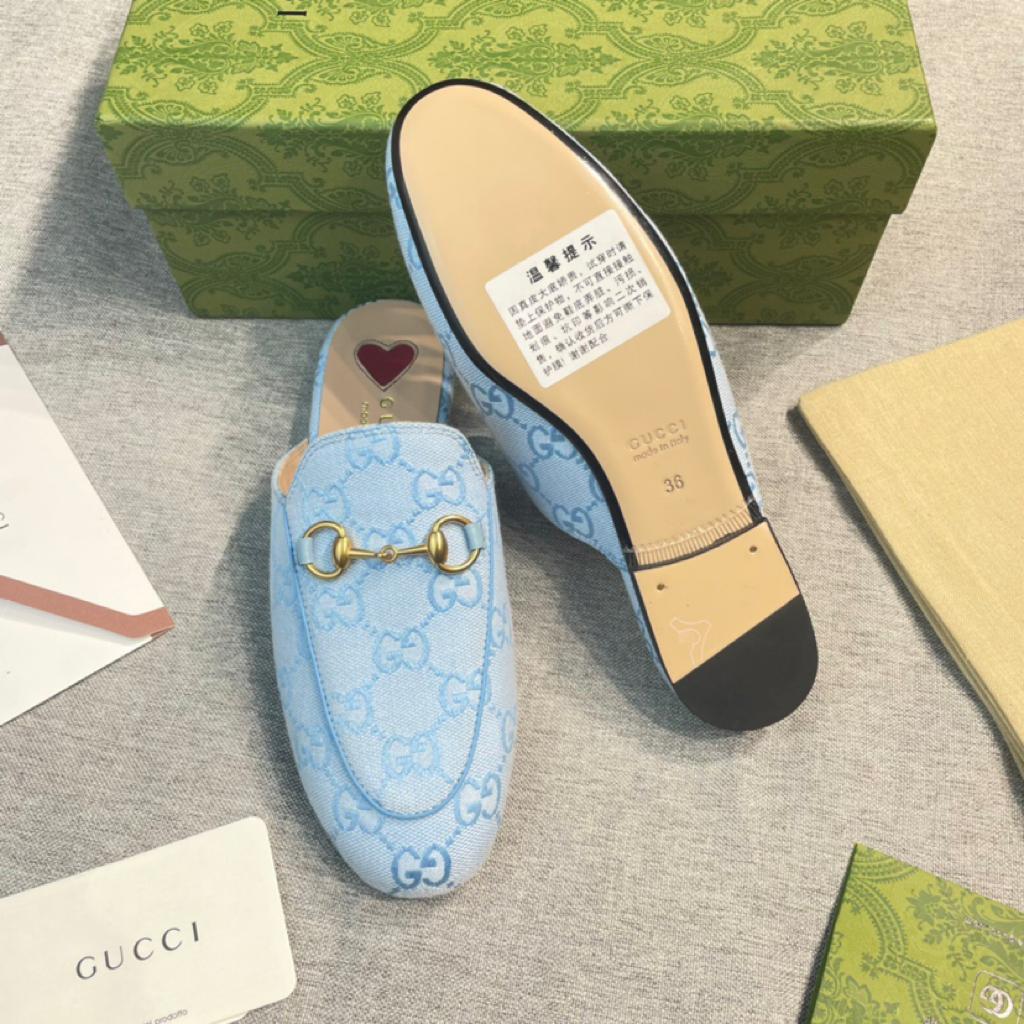 Gucci WOMEN'S PRINCETOWN SLIPPER WITH GG - vstockx