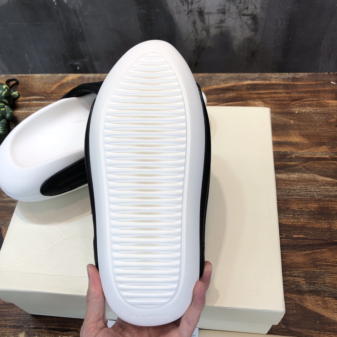 Balmain B-IT Mules Black White - vstockx
