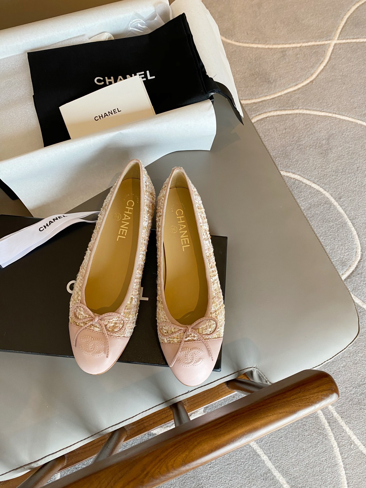 Chanel Ballerinas Fabric & Grosgrain 27 - vstockx