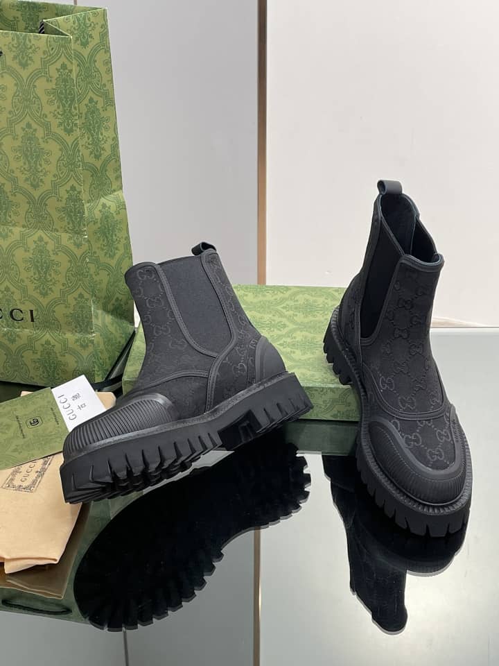 Gucci GG CANVAS ANKLE BOOT Black - vstockx