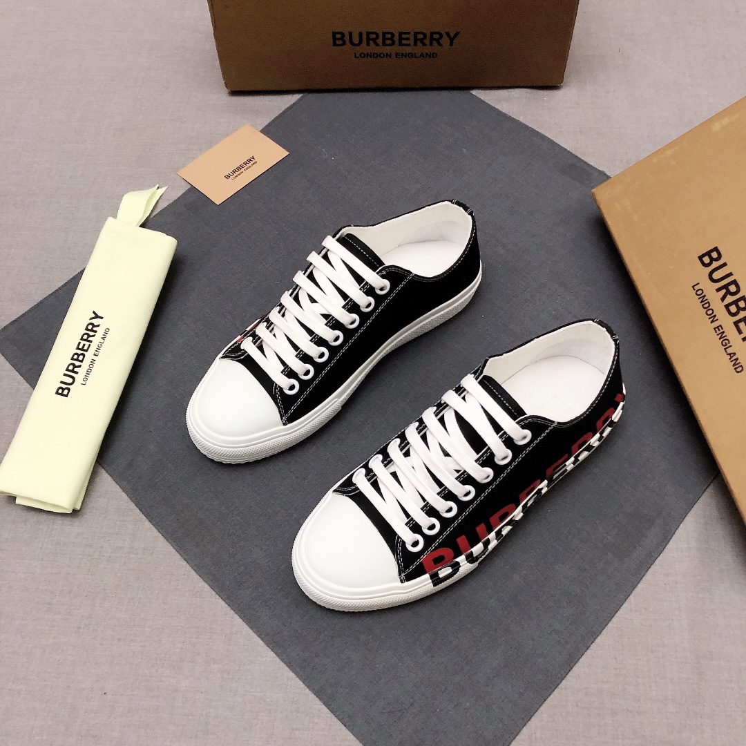 Burberry Logo Print Cotton Black Red White - vstockx