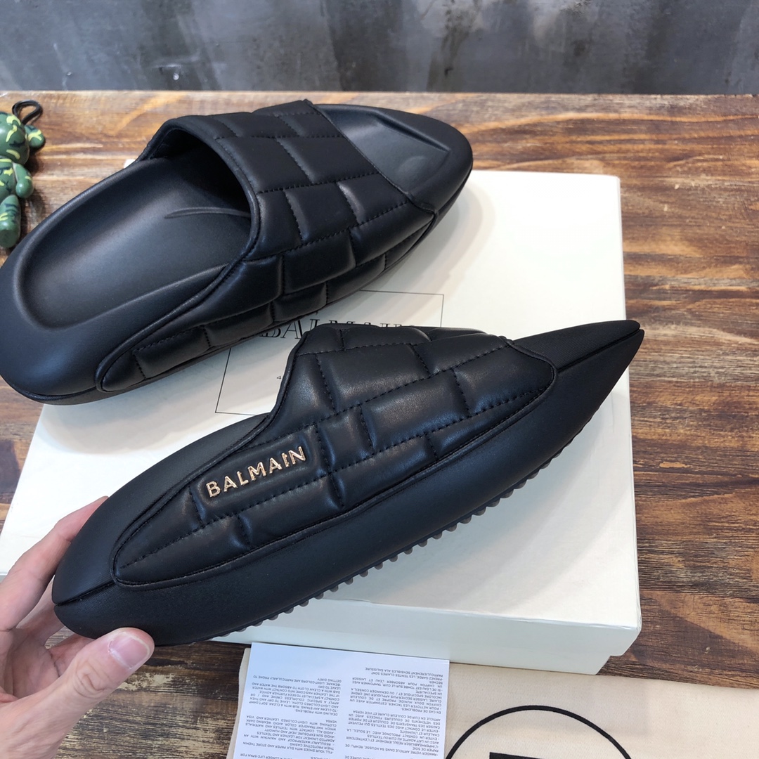 Balmain B-IT Mules Quilted Black - vstockx