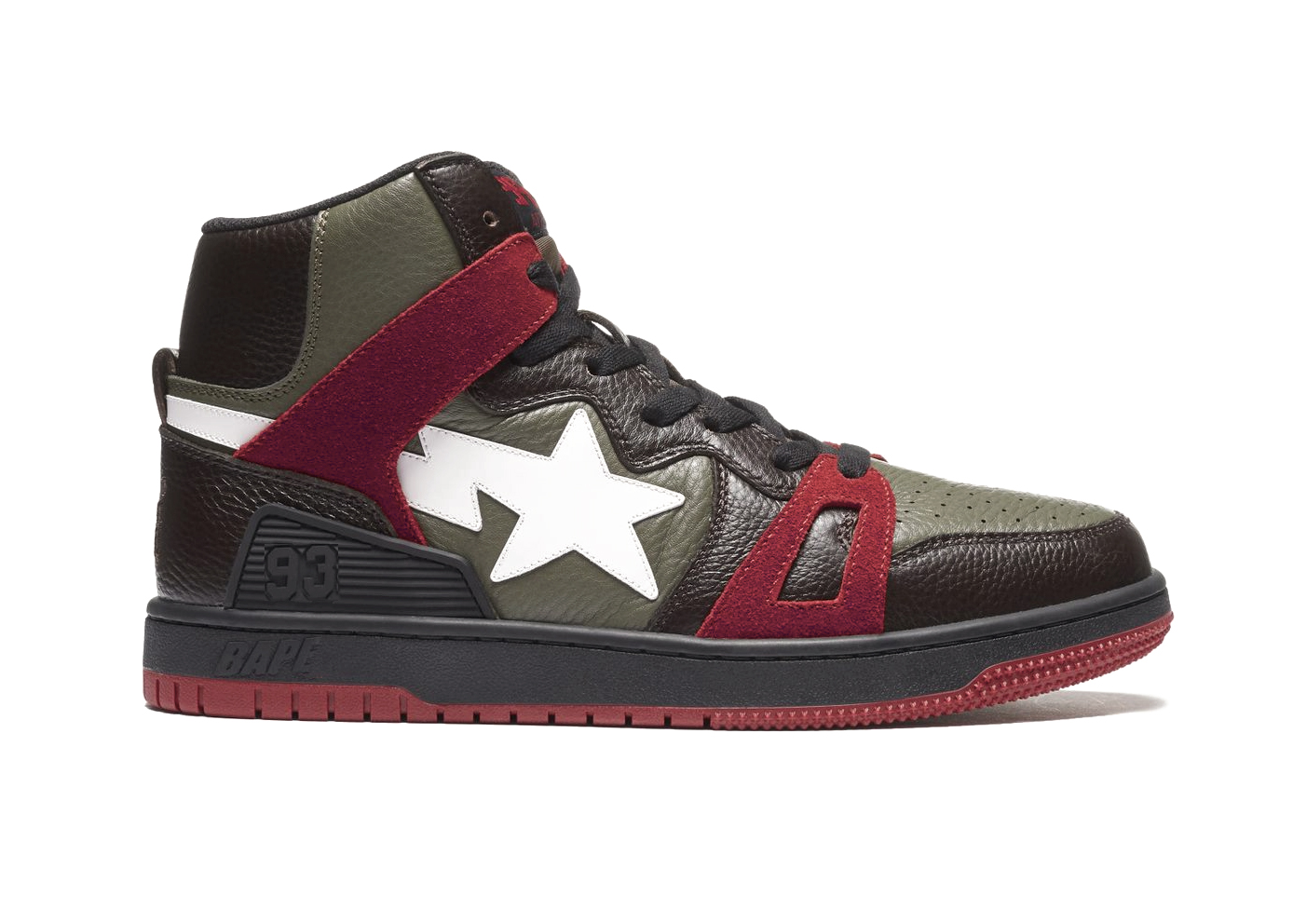 A Bathing Ape Bape Sta 93 Hi Khaki Green - vstockx