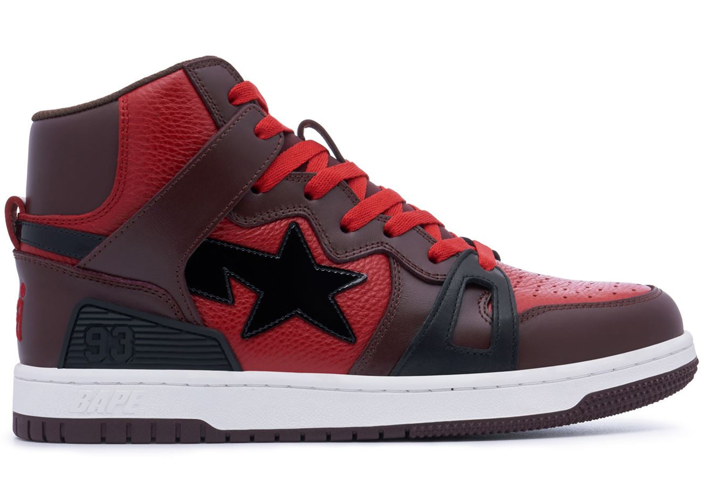 A Bathing Ape Bape Sta 93 Hi Red Burgundy - vstockx