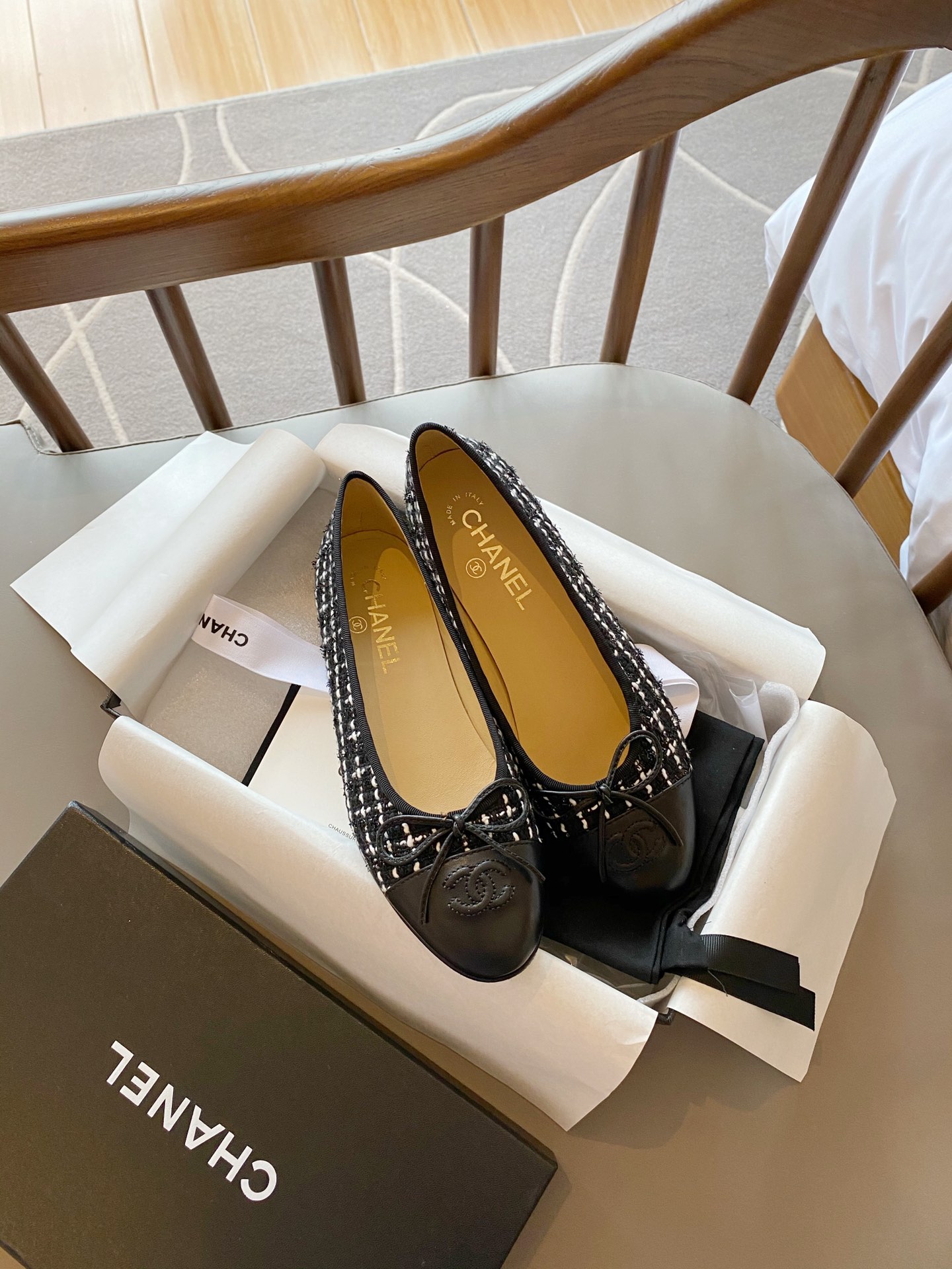 Chanel Ballerinas Fabric & Grosgrain 22 - vstockx