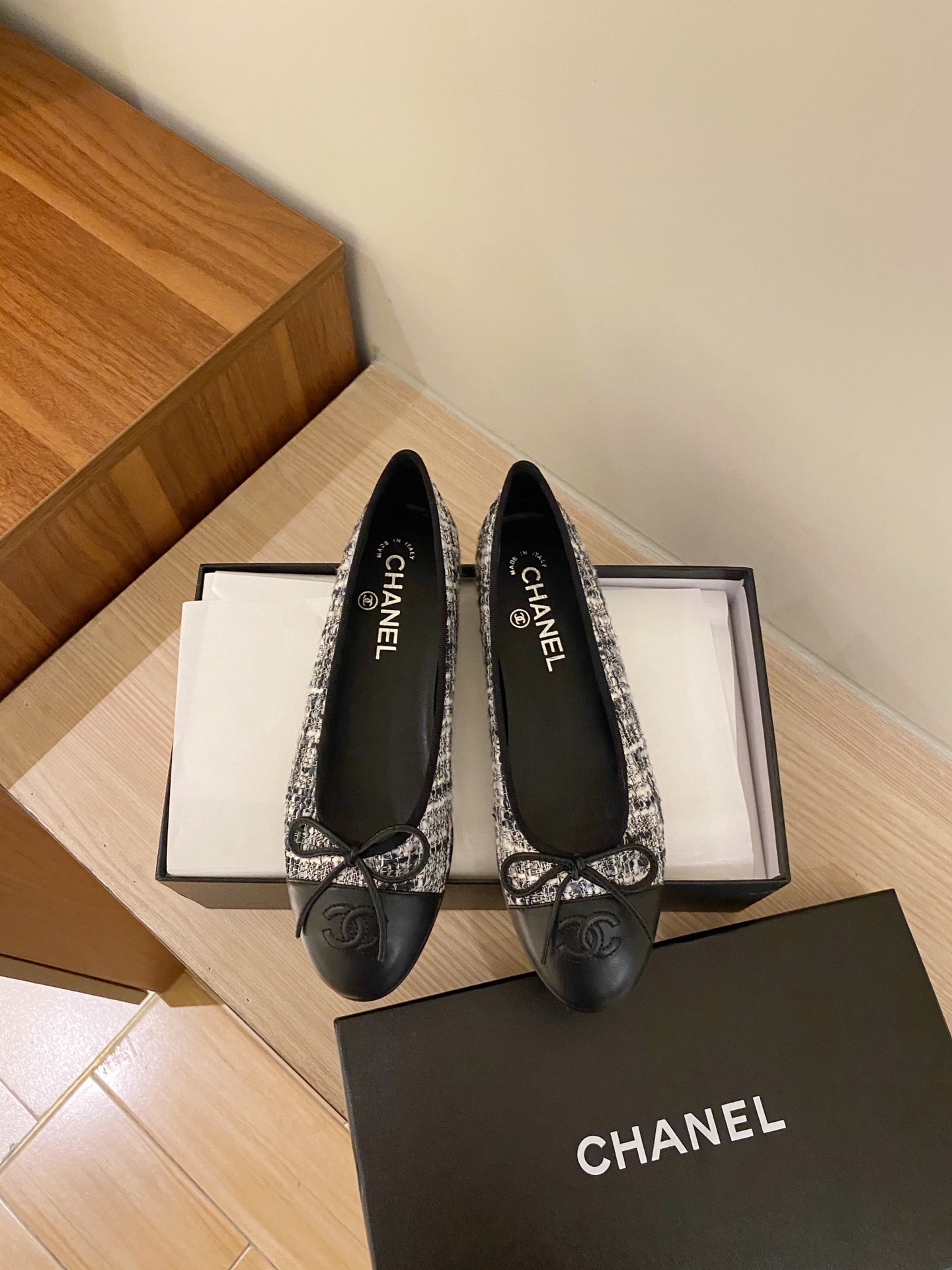 Chanel Ballerinas Fabric & Grosgrain 21 - vstockx