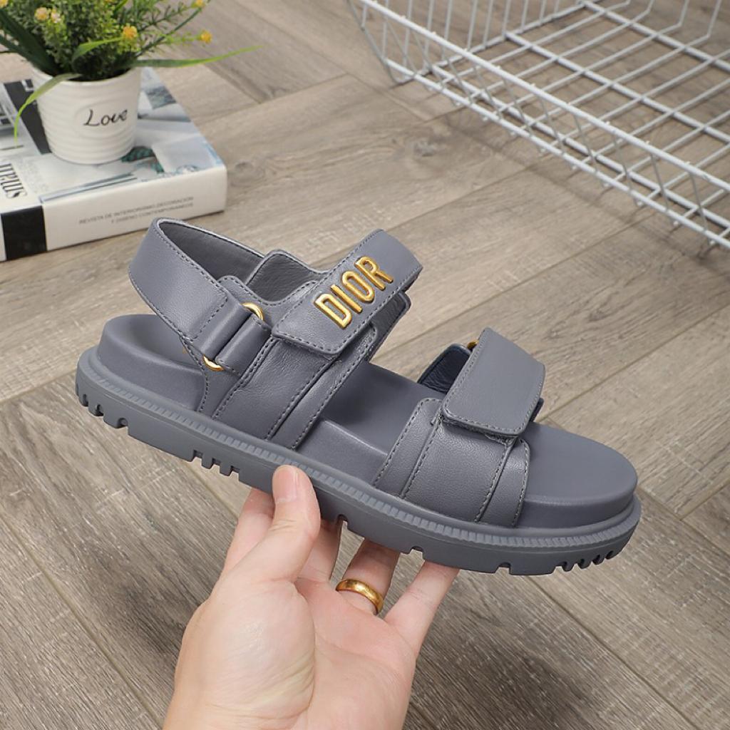 DIOR DIORACT SANDAL Gray Stone Lambskin - vstockx