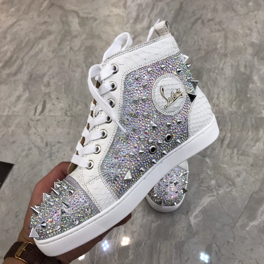 Christian Louboutin Louis Junior Spikes Orlato Flat Sneakers 26 - vstockx