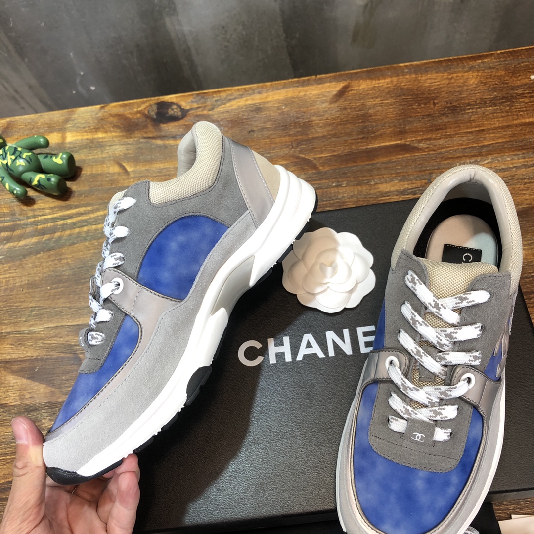 Chanel Fabric & Suede Calfskin Low Top Sneaker 44 - vstockx