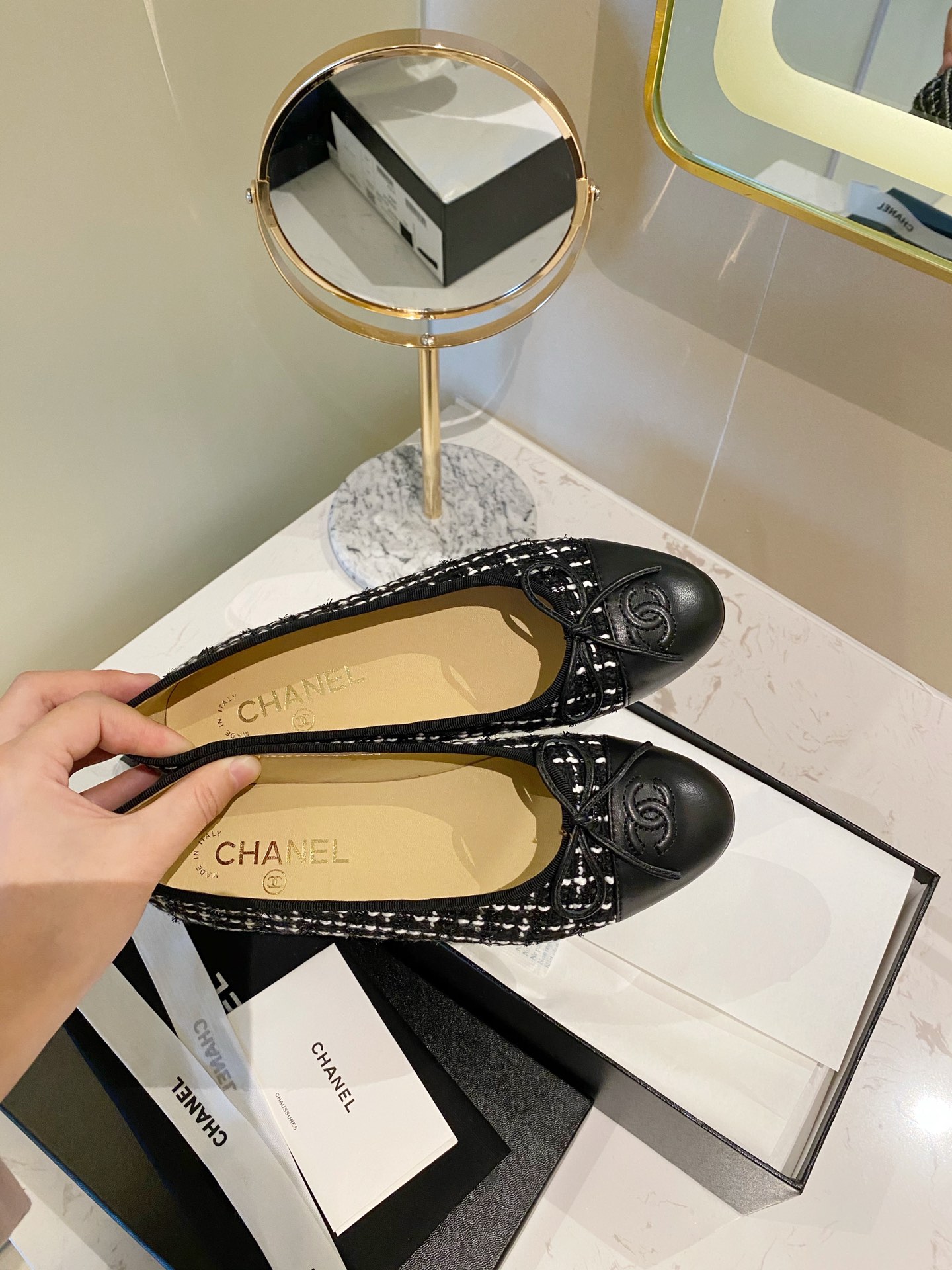 Chanel Ballerinas Fabric & Grosgrain 22 - vstockx