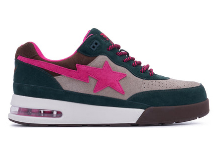 A Bathing Ape Road Sta Premium Suede Dark Green Pink Beige - vstockx