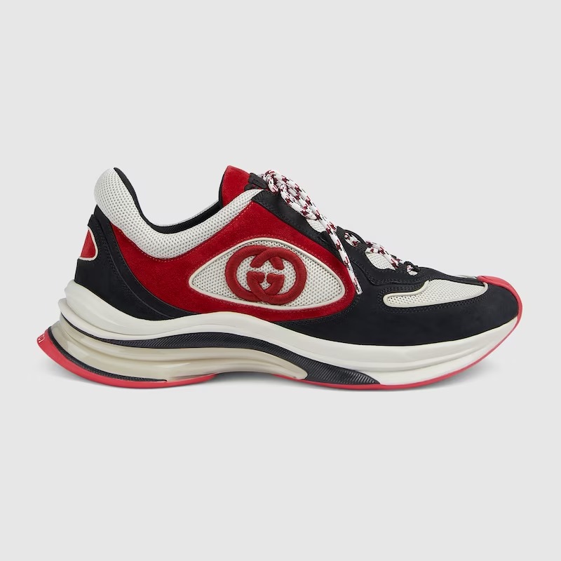 Gucci Run sneakers Black white red suede - vstockx