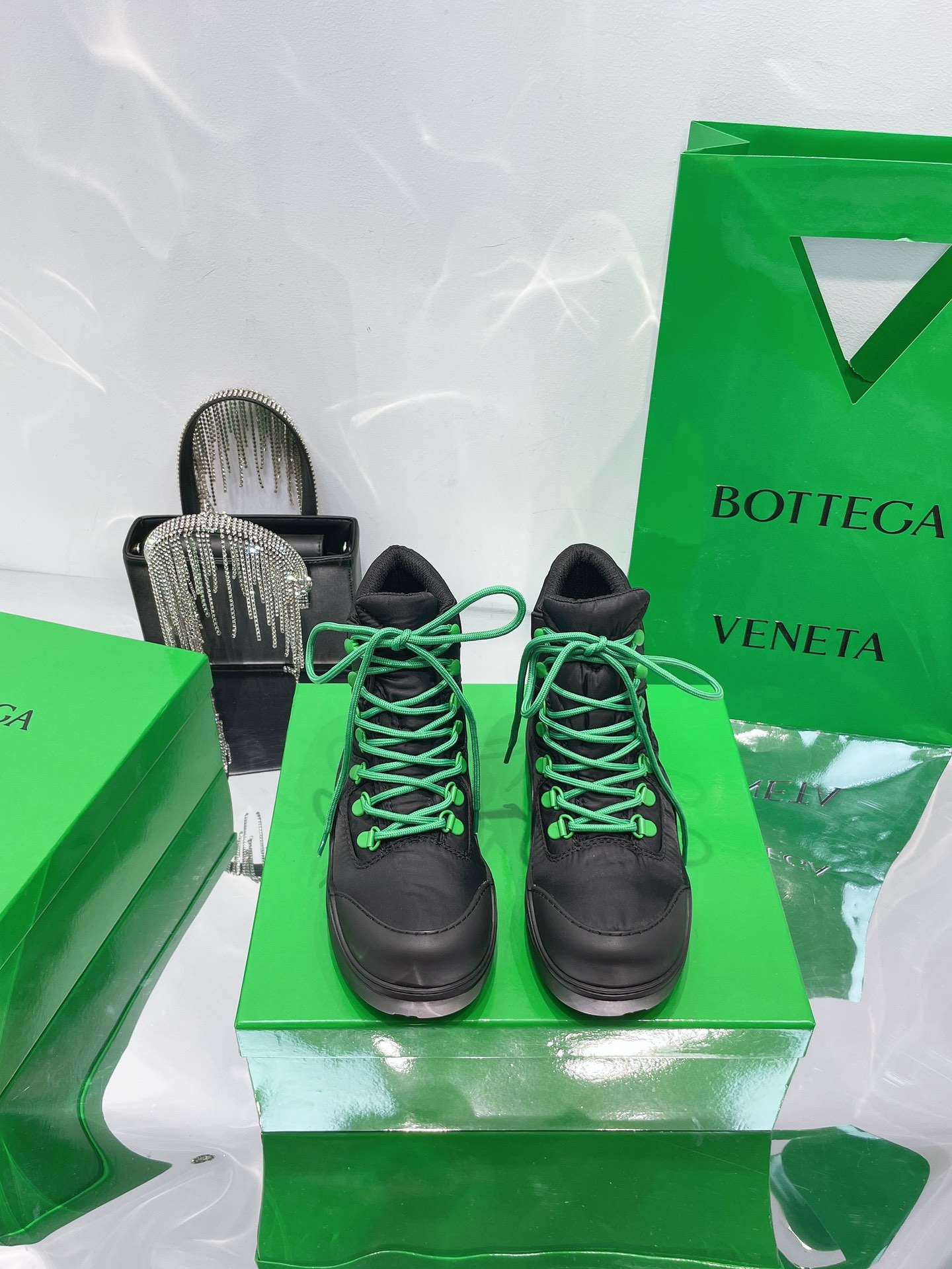 Bottega Veneta Puddle Bomber Lace-up Rubber And Shell Boots 1 - vstockx