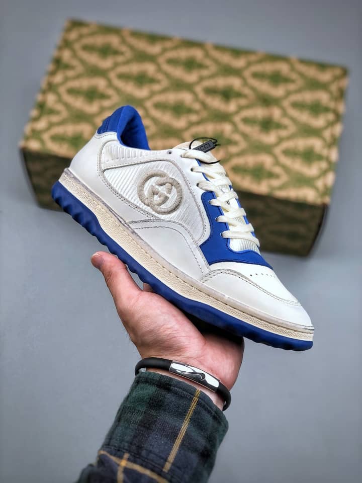 Gucci MAC80 Sneaker Off white and blue leather - vstockx
