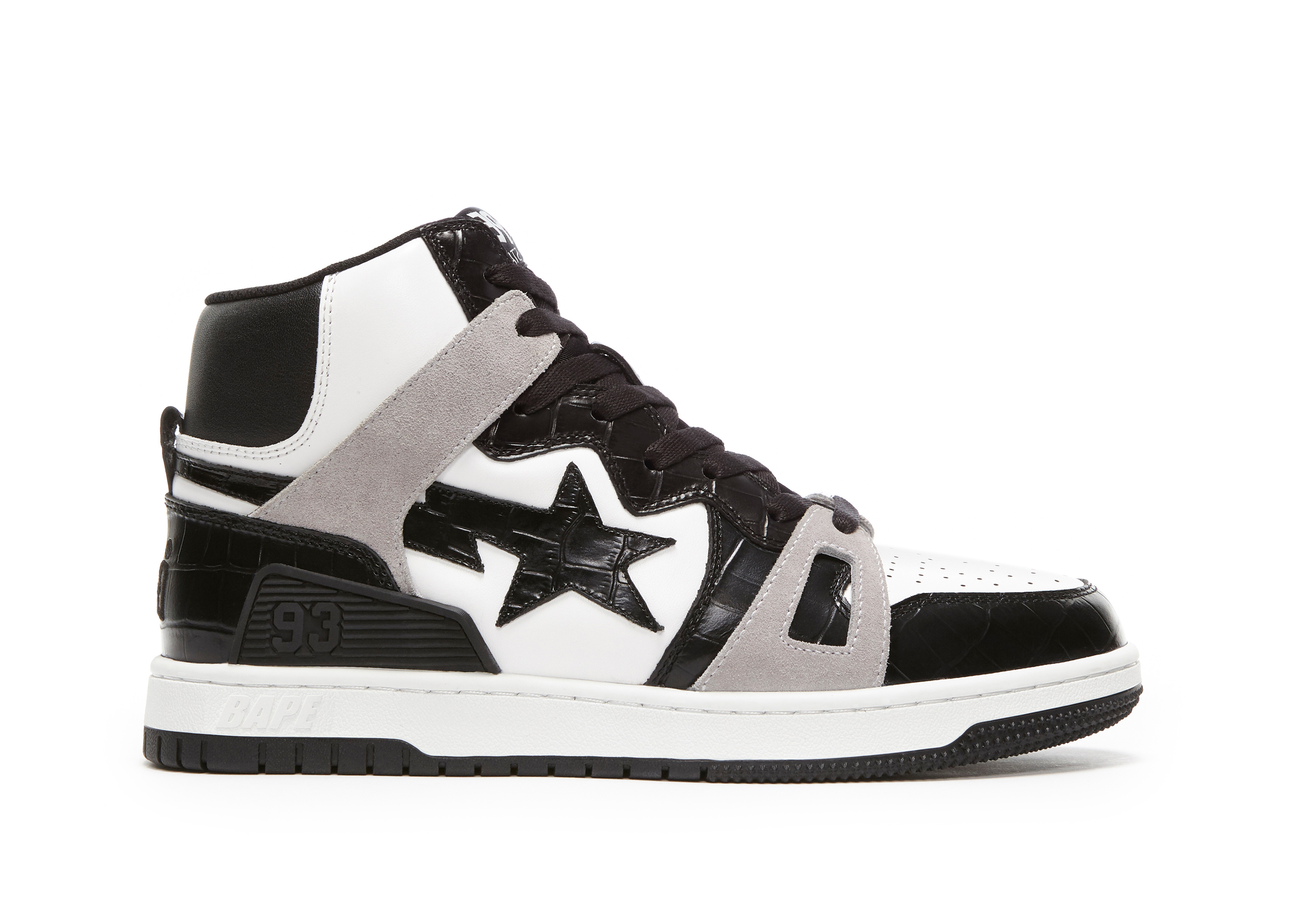 A Bathing Ape Bape Sta 93 Hi Black Light Grey - vstockx