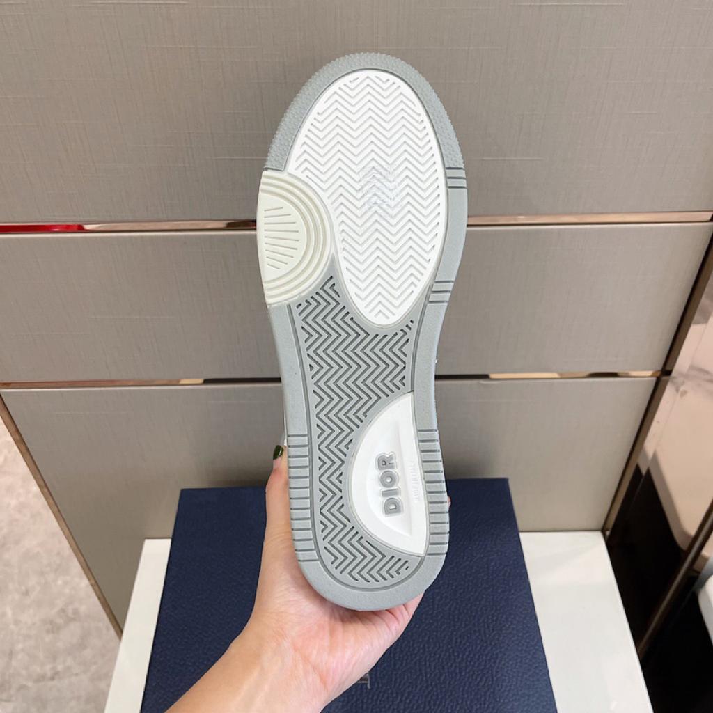 Dior B27 High White and Gray Smooth Calfskin with White Dior Oblique Galaxy Leather - vstockx