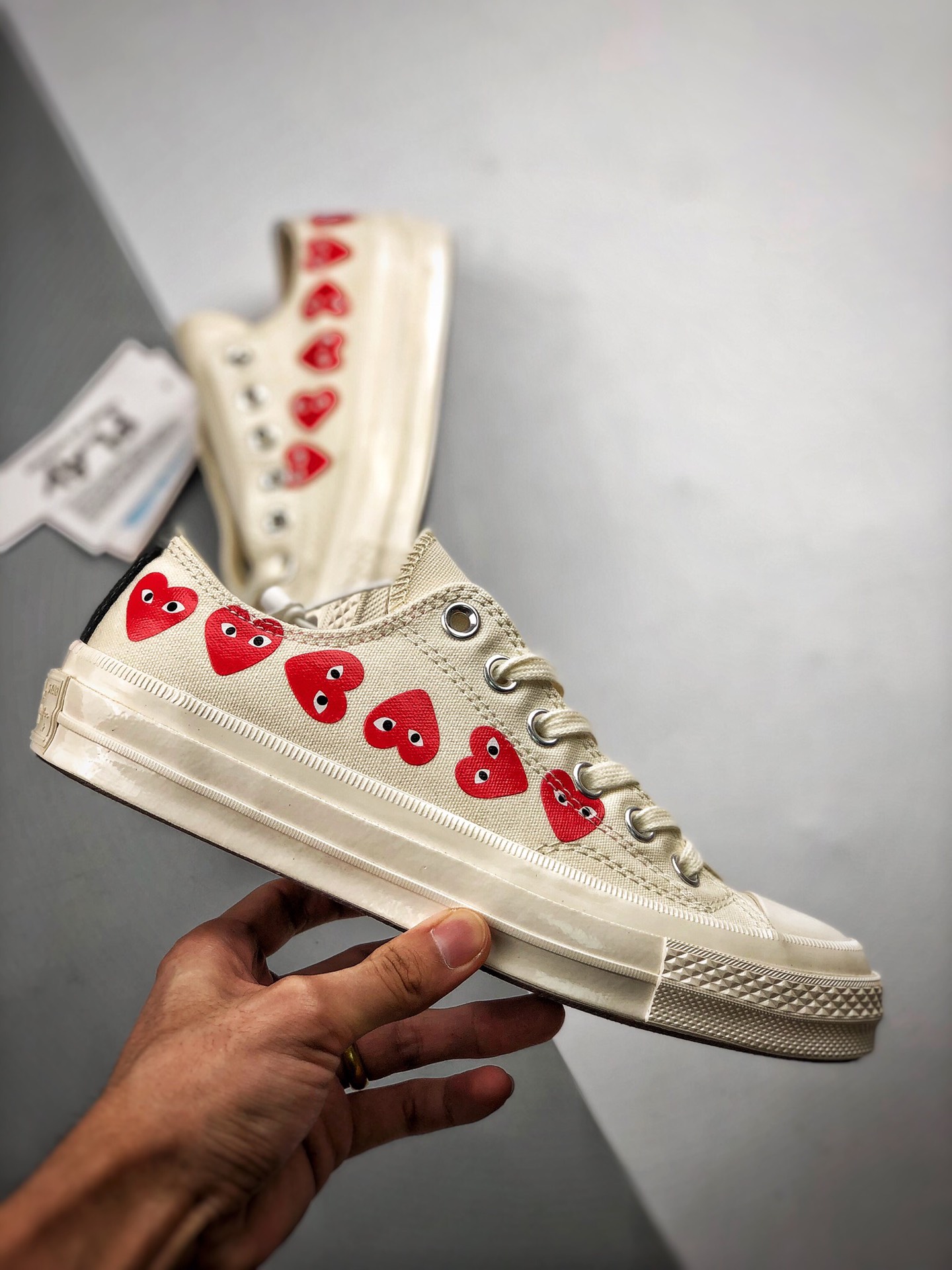 Converse Chuck Taylor All-Star 70s Ox Comme des Garcons Play Multi-Heart White - vstockx